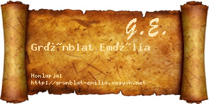 Grünblat Emília névjegykártya